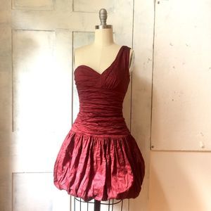 BCBG Ruche metallic short formal dress